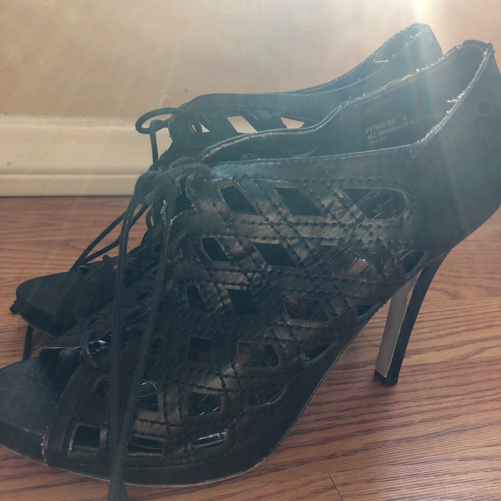 Anna Michelle Black lace up heals